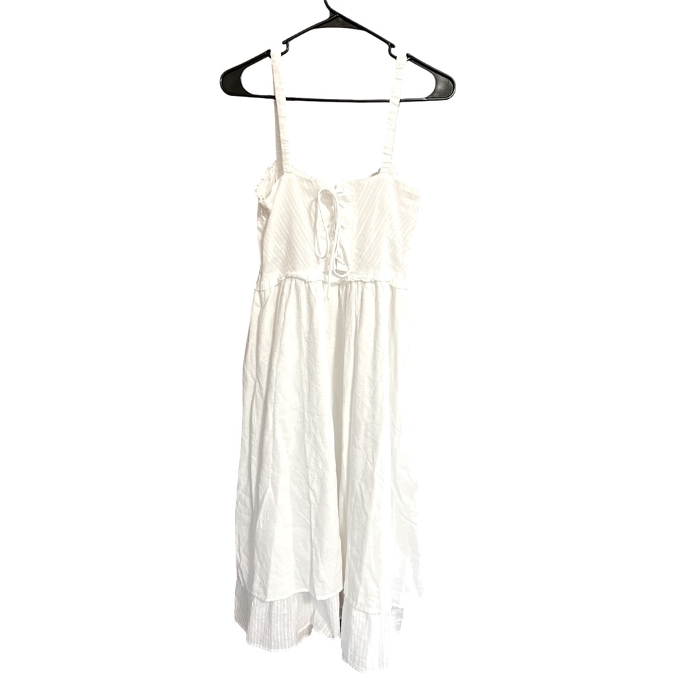 Commense White Ruffle Hem Cami Plain Midi Dress - Picture 4 of 4